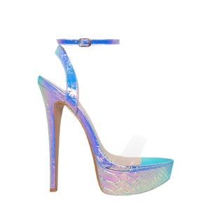COPY - Stunning Rainbow Iridescent Snake Platform Heels
